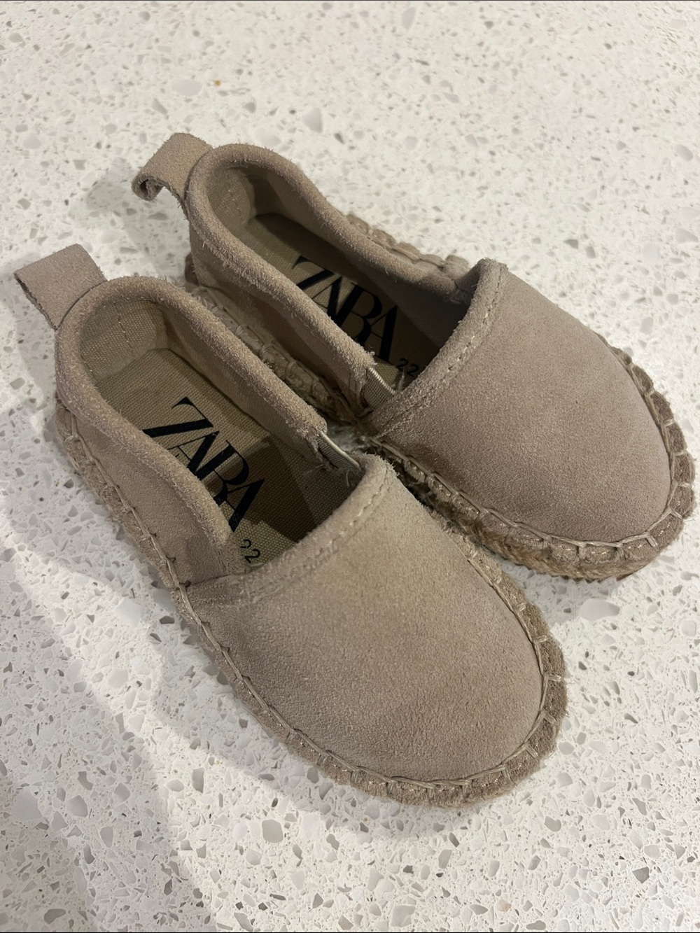 ZARA Kids Taupe Suede Espadrille Slip-Ons